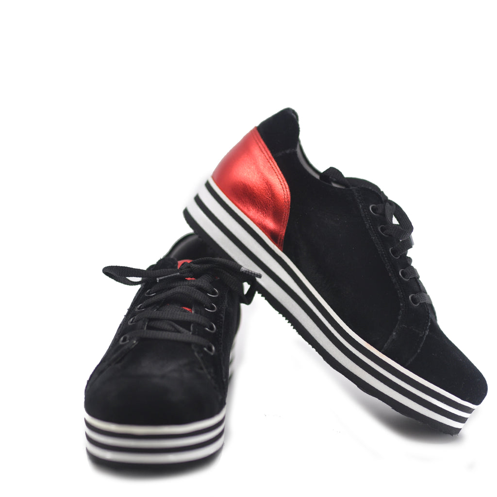 black velvet platform sneakers