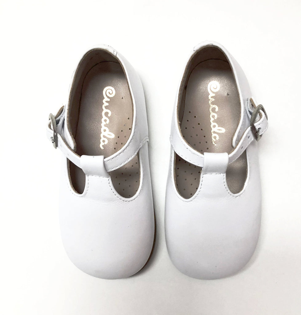 white t strap baby shoes