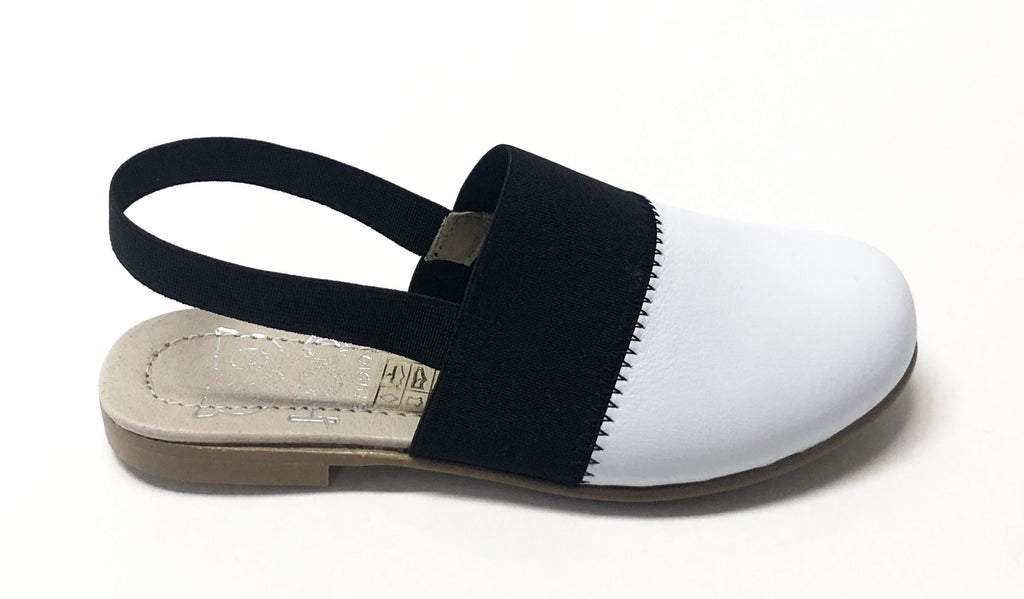 black and white mule shoes