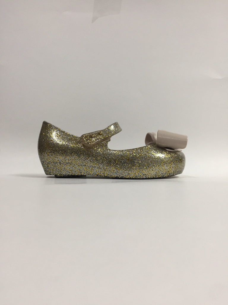 mini melissa gold glitter bow