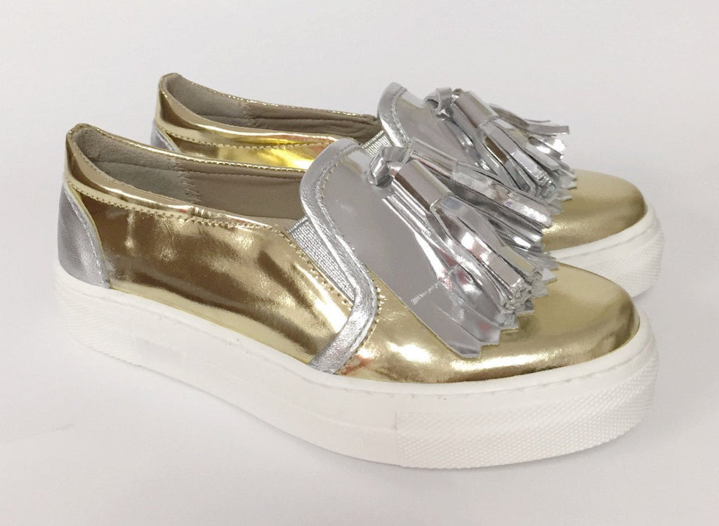 gold slip on sneaker