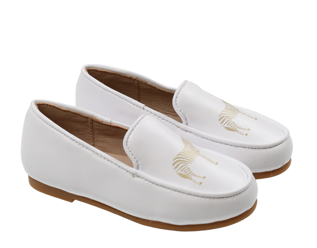 kids white loafers