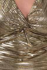 New S M L Cocktail Dress Gold Silver Mini Metallic Keyhole Knot Open Backside