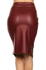 Skirt Faux Leather Wrapped High Waist S M L New Black Olive Burgundy Sexy