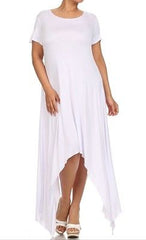 Plus Dress Maxi Asymmetrical 1X 2X 3X Short Sleeve Flowly Women Shark Bite