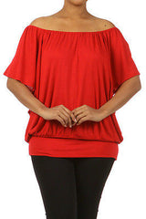 Plus Top Off Shoulder Size Solid Ruched 1X 2X 3X New Sexy Women Casual
