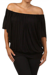 Plus Top Off Shoulder Size Solid Ruched 1X 2X 3X New Sexy Women Casual