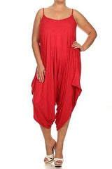 Plus Jumpsuit Romper Harem 1X 2X 3X Tank Solid Pants Low Back New Women Casual