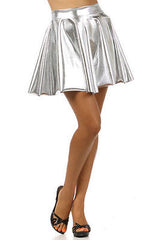 S M L Skirt Metallic Shiny Circle Liquid Mini Wet Look Sexy Club Women New Solid