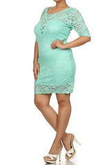 Lace Dress Plus Mini 1X 2X 3X Bodycon Size Cocktail Party New Sexy Womens Mint