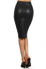 Black Skirt Faux Leather Pencil High Waist Zipper Sexy Plus Size S M L New