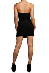 New S M L Dress Womens Faux Leather Pink Strapless Tube Stretch Club Mini