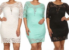 Lace Dress Plus Mini 1X 2X 3X Bodycon Size Cocktail Party New Sexy Womens Mint