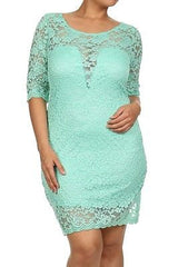 Lace Dress Plus Mini 1X 2X 3X Bodycon Size Cocktail Party New Sexy Womens Mint