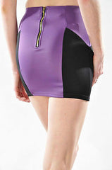 Skirt S M L Color Block Purple Black Mini Bodycon Stretch Fitted Sexy Club New