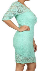 Lace Dress Plus Mini 1X 2X 3X Bodycon Size Cocktail Party New Sexy Womens Mint