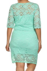 Lace Dress Plus Mini 1X 2X 3X Bodycon Size Cocktail Party New Sexy Womens Mint