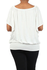 Plus Top Off Shoulder Size Solid Ruched 1X 2X 3X New Sexy Women Casual