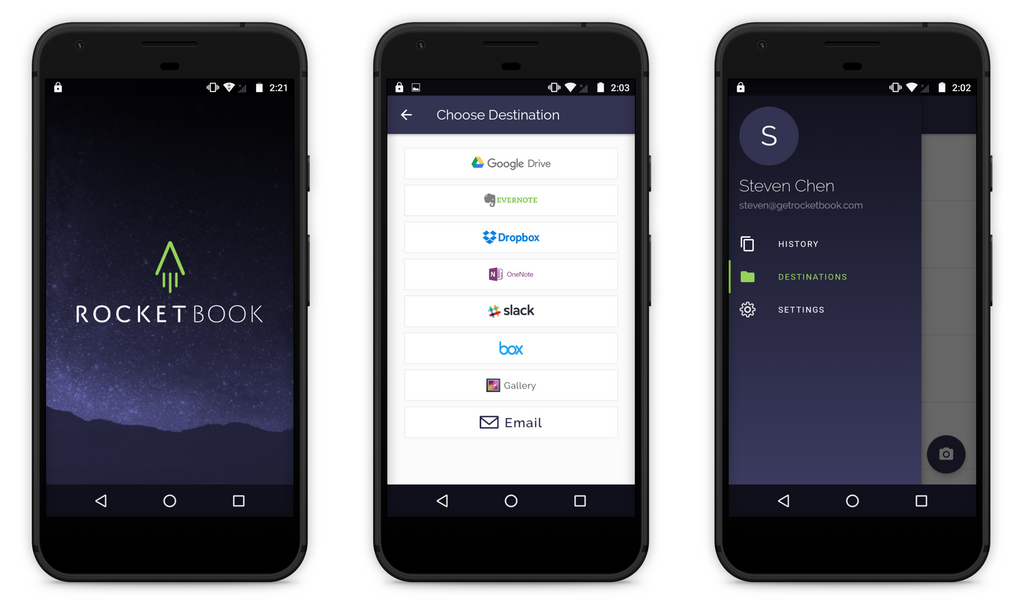 Rocketbook Android Screens