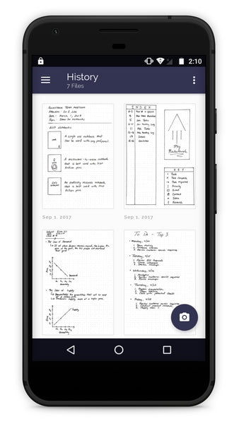 Rocketbook Android History Screen