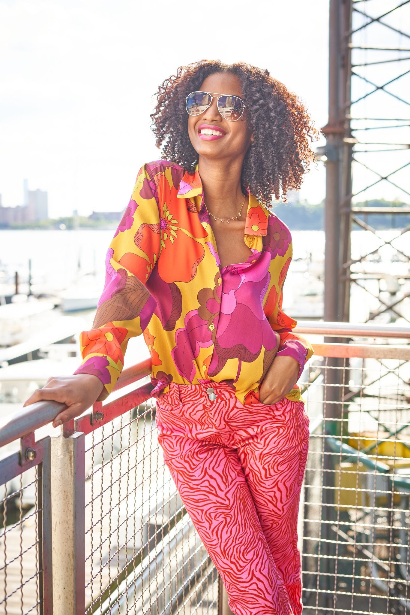 Brooklyn Button Up | Lime Retro Floral
