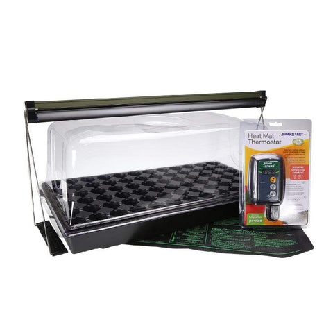 indoor grow kit or an indoor garden heat that comes with a heat pad, light source, thermometer, and more