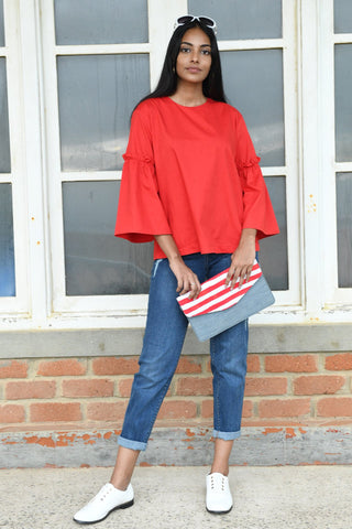 Blue Textured Handwoven Blouse