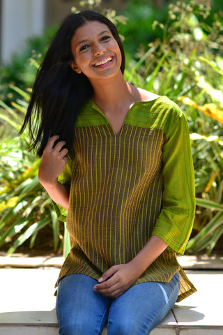 cotton-jersey army green tunic top