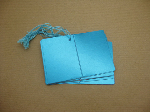 Folded & Strung Gift Tags Matte Metallic Turquoise