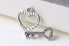 Heart Key Toggle Clasps Antique Silver Finish Findings Set of 10 A7954