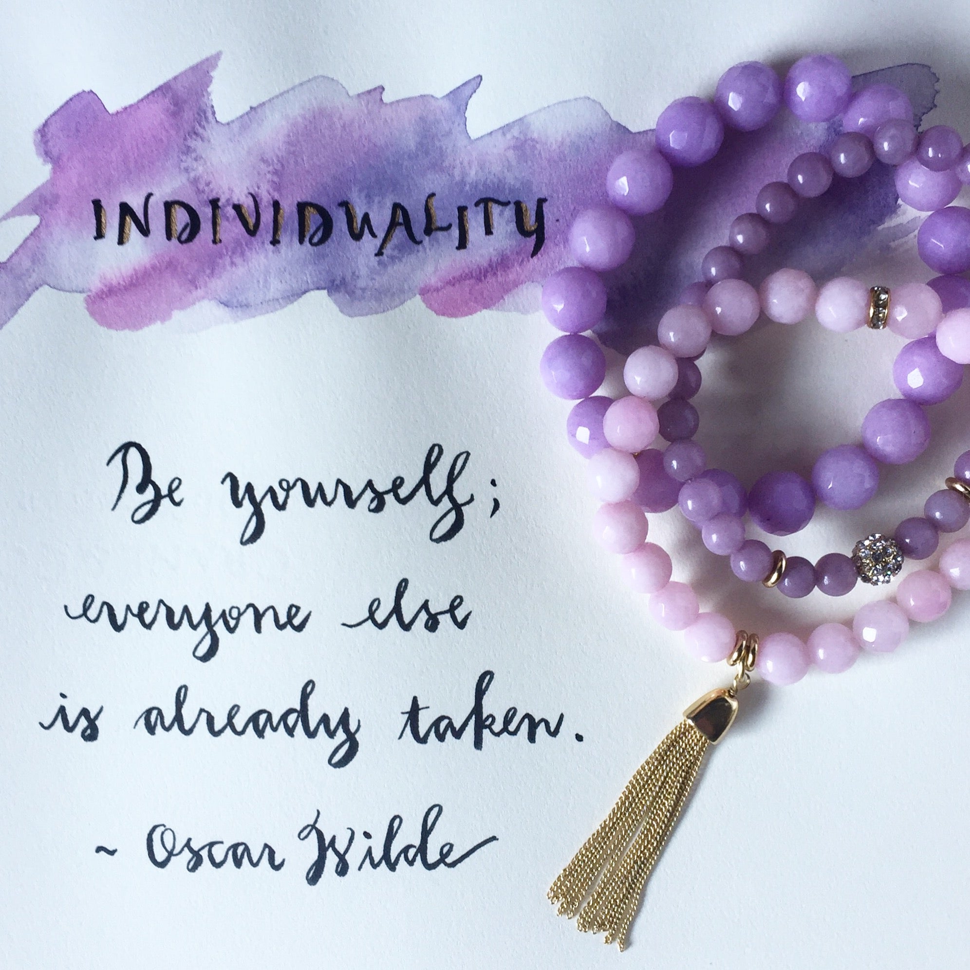 #SequinSayings - Be Yourself, featuring our Lavender Color Karma Bracelet Set