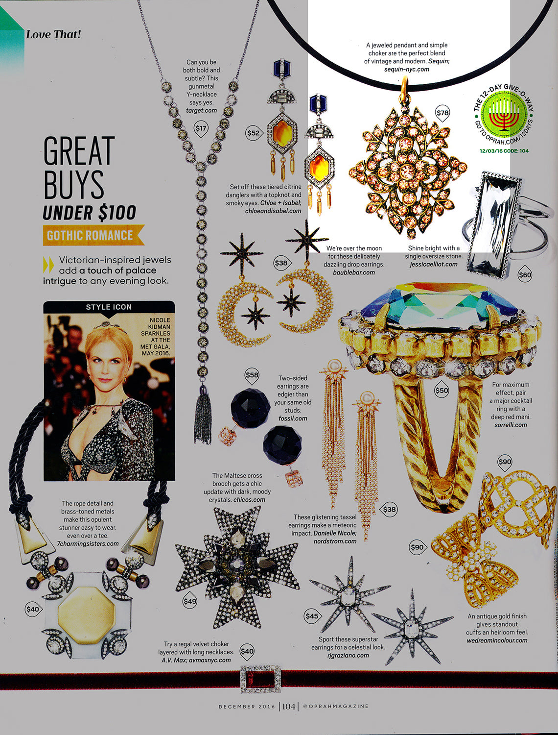 Sequin Filigree Choker Necklace as seen in O, The Oprah Magazine