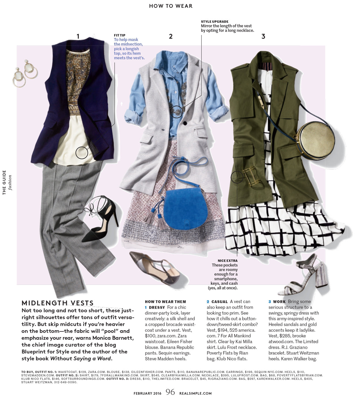 Real Simple February 2016 - How to Wear a Vest, featuring Sequin's Marquesas Earrings