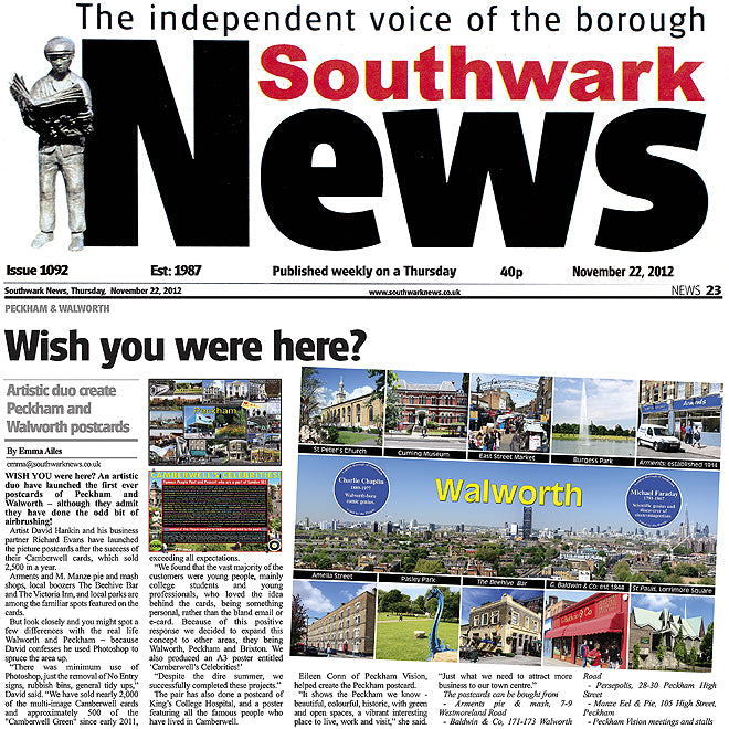 Southwark News November 22nd 2012 New Postcards Feature