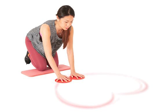 woman use prosourcefit core sliders for heart shaped core workout