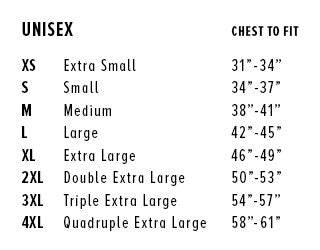 Bella Canvas Unisex Short Sleeve T shirt Size Chart