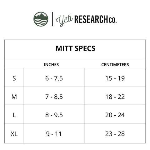 M@ Mitt Size Chart