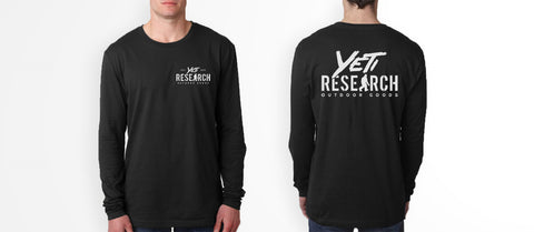 Yeti Research Long Sleeve Shirt Black Front and Back mock