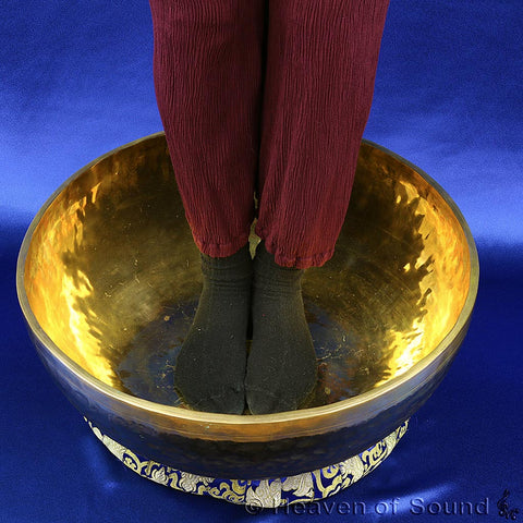 Giant Bengali singing bowl with feet