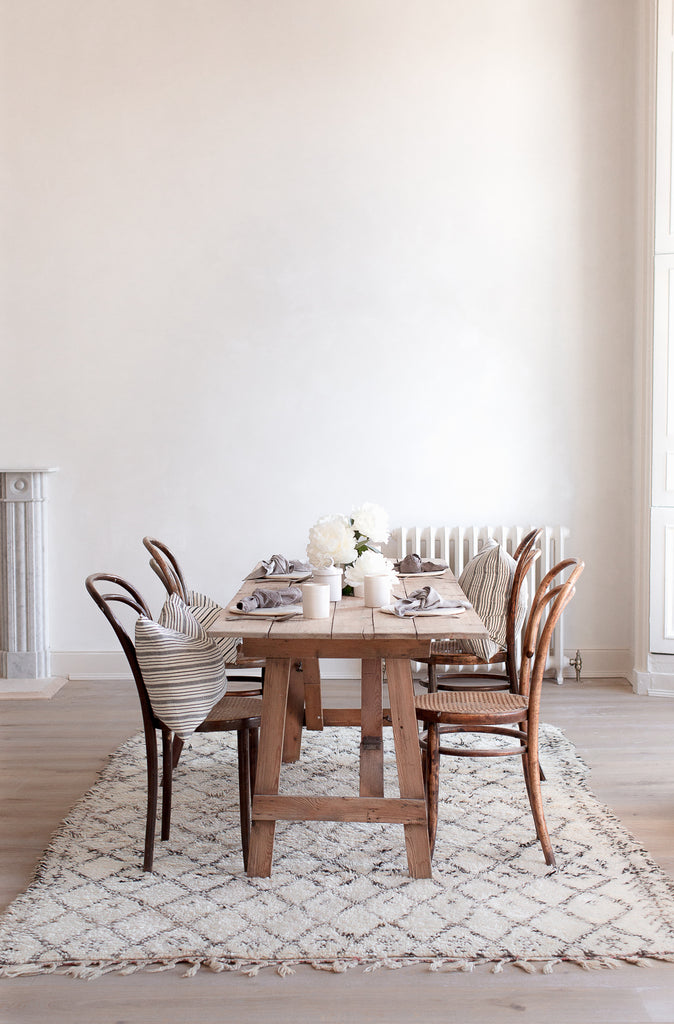 Thonet bentwood chairs and beni ourain rug 