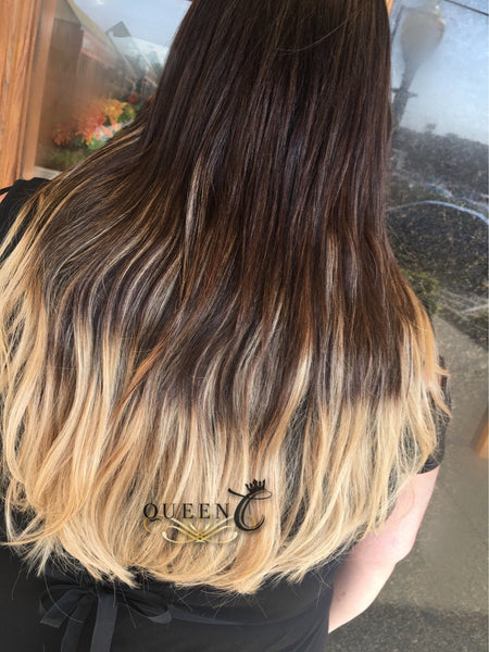 Queen C Hair Chocolate Brown/Dirty Blonde Balayage Hair Extensions