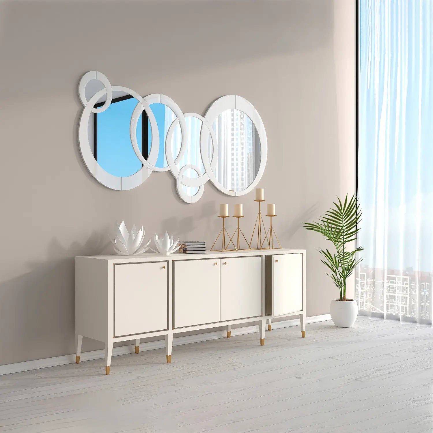 decoracion de pared con espejos