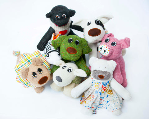 Group of sock-tastic SockAnimals by Red Rufus