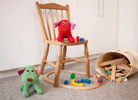 Barney and Boris SockDog Playing with Brio|Red Rufus