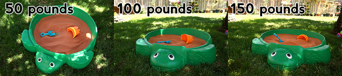 How much a green turtle sandbox holds