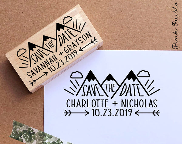 Save The Date Stamp With Mountain Wedding Stamp Destination