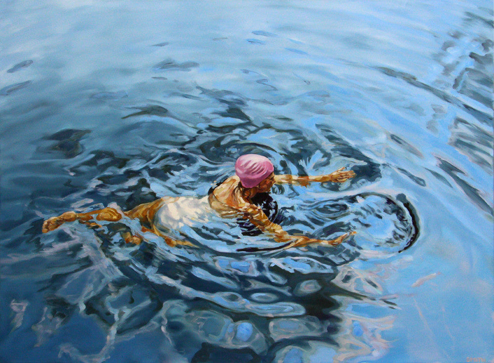 Vicki Smith swimmer painting presented by Bau-Xi Gallery