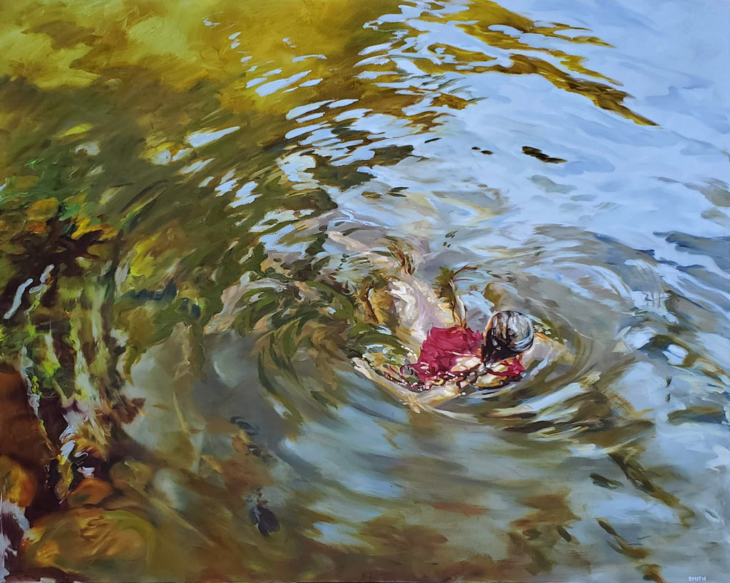 Vicki Smith Artwork | Paintings of peaceful serene female figures swimming or floating in lakes and pools.