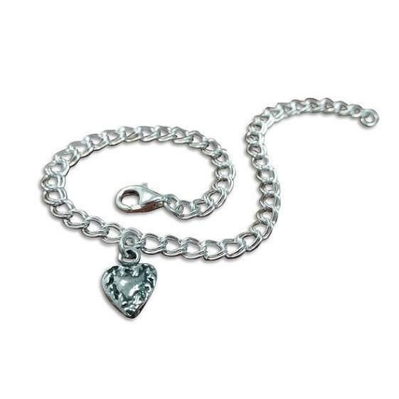 Heart Simple and Sweet w/ Charm Sterling Silver Bracelet - Fine Gifts La Bella Basket Company
