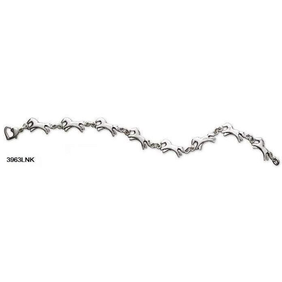 Mini Horse Link Sterling Silver Bracelet 6.5 Inch - Fine Gifts La Bella Basket Company